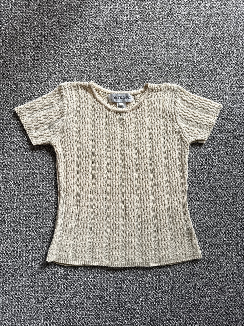 Cream Knit Short-Sleeve Top
